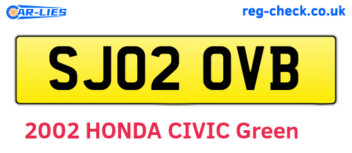 SJ02OVB are the vehicle registration plates.