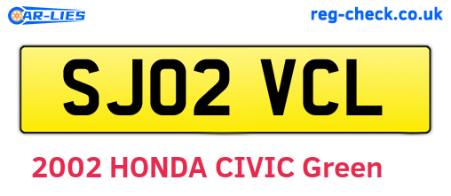 SJ02VCL are the vehicle registration plates.