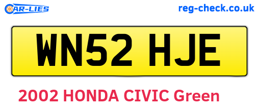 WN52HJE are the vehicle registration plates.