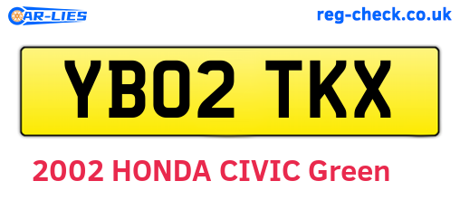 YB02TKX are the vehicle registration plates.