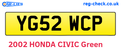 YG52WCP are the vehicle registration plates.