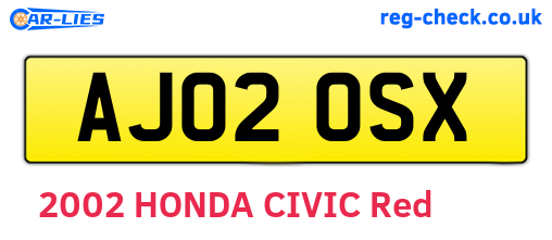 AJ02OSX are the vehicle registration plates.