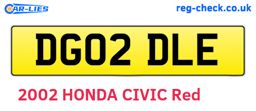 DG02DLE are the vehicle registration plates.