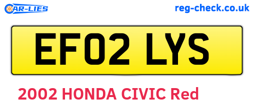 EF02LYS are the vehicle registration plates.