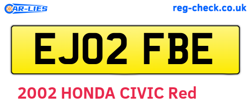 EJ02FBE are the vehicle registration plates.