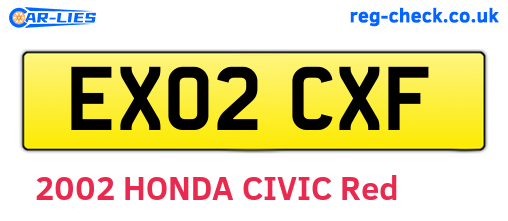 EX02CXF are the vehicle registration plates.
