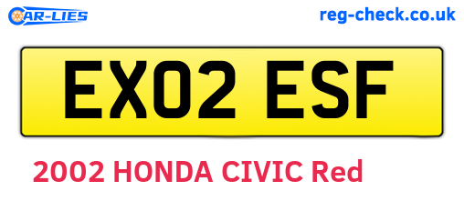 EX02ESF are the vehicle registration plates.