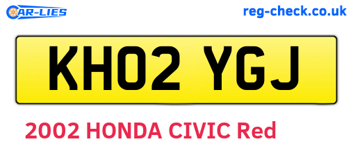 KH02YGJ are the vehicle registration plates.