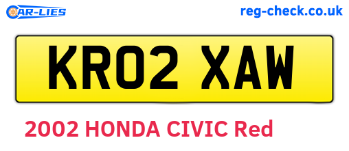 KR02XAW are the vehicle registration plates.