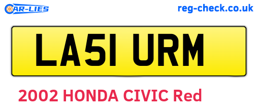LA51URM are the vehicle registration plates.