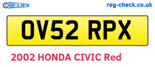 OV52RPX are the vehicle registration plates.
