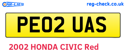 PE02UAS are the vehicle registration plates.