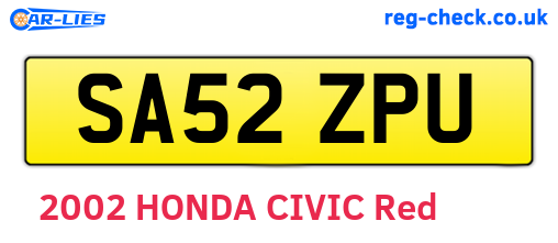 SA52ZPU are the vehicle registration plates.