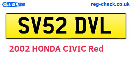 SV52DVL are the vehicle registration plates.