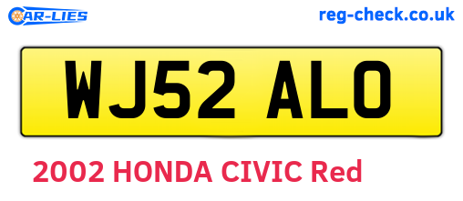 WJ52ALO are the vehicle registration plates.