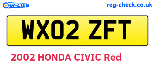 WX02ZFT are the vehicle registration plates.