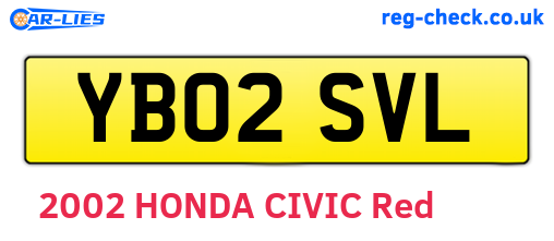 YB02SVL are the vehicle registration plates.