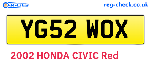 YG52WOX are the vehicle registration plates.