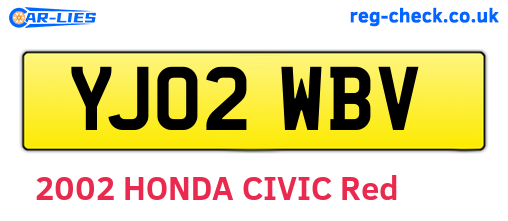 YJ02WBV are the vehicle registration plates.