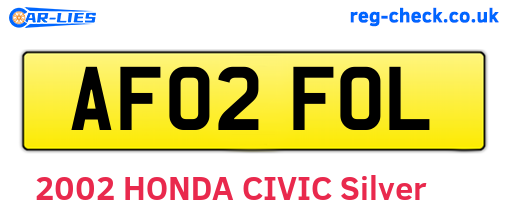 AF02FOL are the vehicle registration plates.