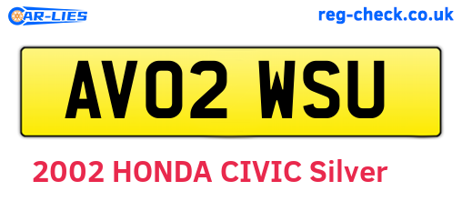 AV02WSU are the vehicle registration plates.