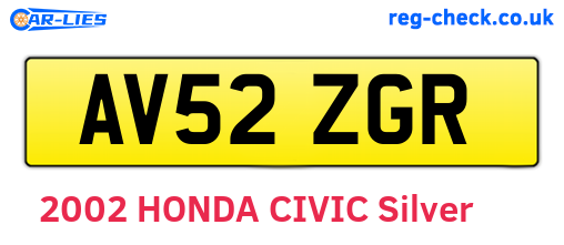 AV52ZGR are the vehicle registration plates.