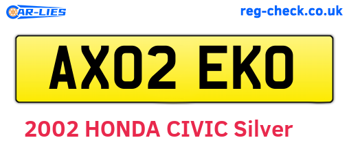 AX02EKO are the vehicle registration plates.