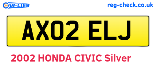 AX02ELJ are the vehicle registration plates.