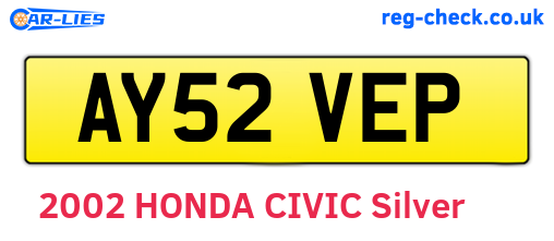 AY52VEP are the vehicle registration plates.