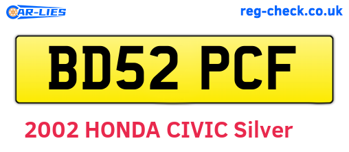 BD52PCF are the vehicle registration plates.