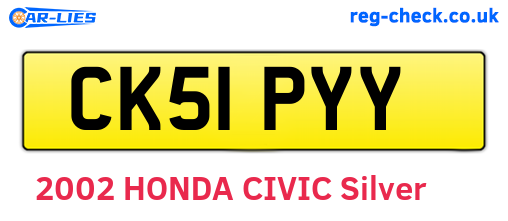 CK51PYY are the vehicle registration plates.