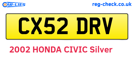 CX52DRV are the vehicle registration plates.