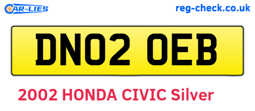 DN02OEB are the vehicle registration plates.
