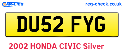 DU52FYG are the vehicle registration plates.