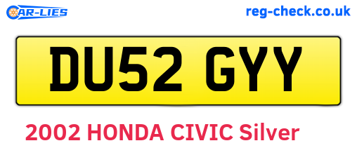 DU52GYY are the vehicle registration plates.
