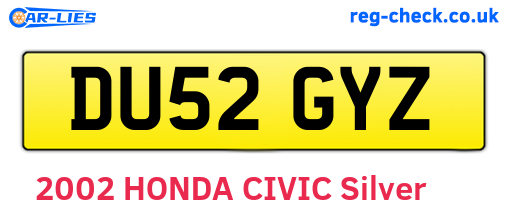 DU52GYZ are the vehicle registration plates.
