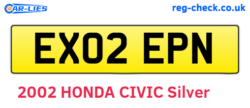 EX02EPN are the vehicle registration plates.