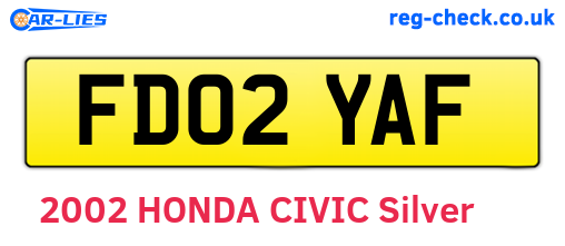FD02YAF are the vehicle registration plates.