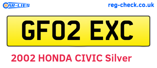 GF02EXC are the vehicle registration plates.