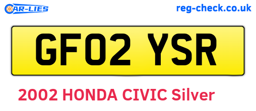 GF02YSR are the vehicle registration plates.