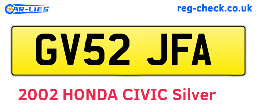 GV52JFA are the vehicle registration plates.