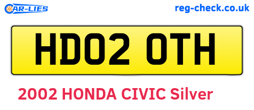 HD02OTH are the vehicle registration plates.