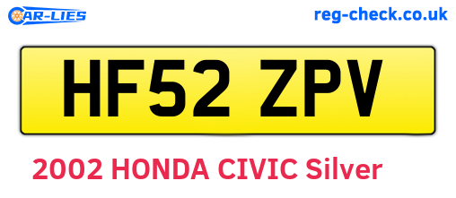 HF52ZPV are the vehicle registration plates.
