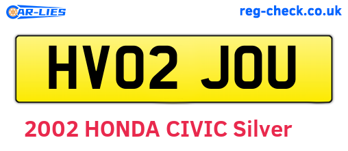 HV02JOU are the vehicle registration plates.