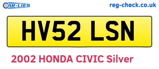 HV52LSN are the vehicle registration plates.