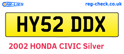 HY52DDX are the vehicle registration plates.