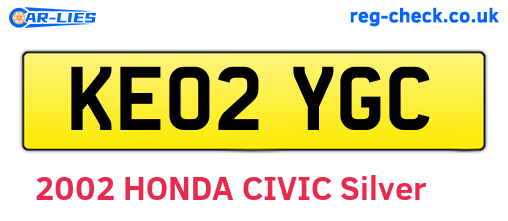KE02YGC are the vehicle registration plates.