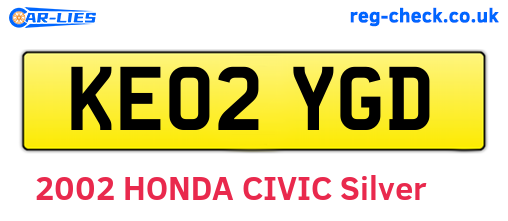 KE02YGD are the vehicle registration plates.