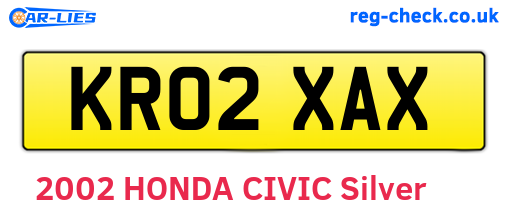 KR02XAX are the vehicle registration plates.