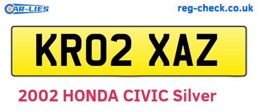 KR02XAZ are the vehicle registration plates.